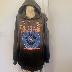 Def Leppard gray ombré distressed Graphic Hoodie by The Vinyl Icons